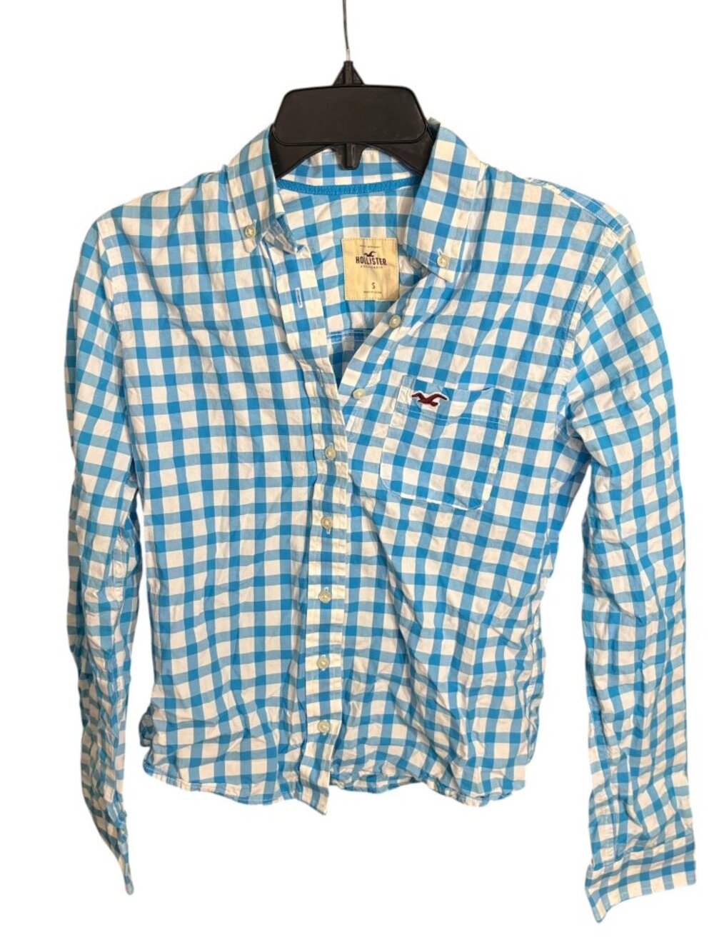 Hollister Flannel Button Down Blue White Plaid Size Small